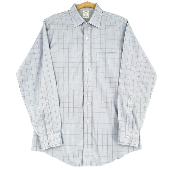 Brooks Brothers Light Blue Check Pattern Long Sleeve Button Up Dress Shirt 15½ - Picture 1 of 7